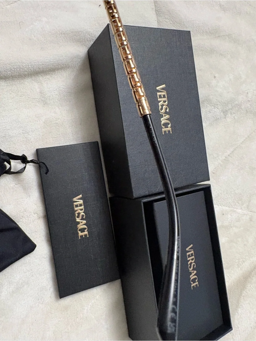 Versace Gold Frame Sunglasses with Dark Green Lenses
